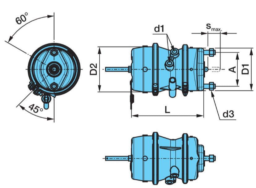 BPW 20/24 Spring Brake Chamber LH 05.444.44.02.0
